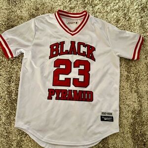 Black Pyramid White Jersey with Red Accents